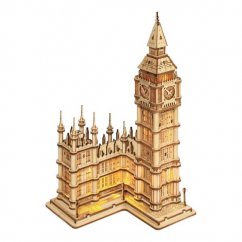RoboTime Puzzle 3D de madera Torre del reloj Big Ben Shining