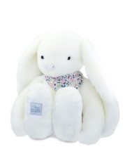 Doudou Iepure alb de pluș cu eșarfă 50 cm