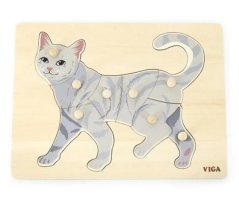 Viga Dřevěná montessori vkládačka - kočka