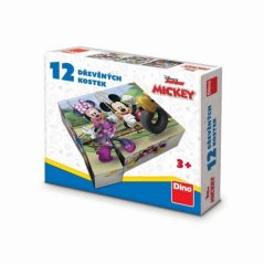 MICKEY ET MINNIE 12 cubes de licence en bois