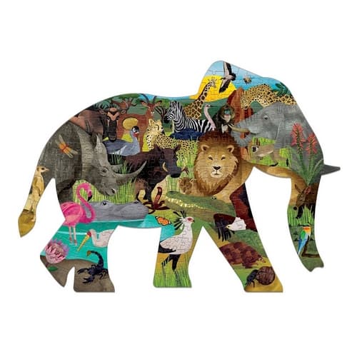 Mudpuppy Puzzle Africké safari v tvare slona 300 dielikov