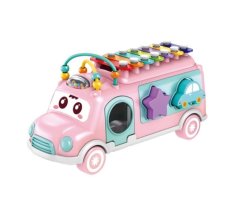 Autobuz Jigsaw cu xilofon - roz