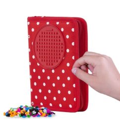 Piórnik szkolny PIXIE CREW czerwony materiał w białe kropki