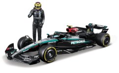 Bburago - RACE F1 s figurkou jezdce, Mercedes-AMG Petronas W15 (2024), #44 Lewis Hamilton, 1:24