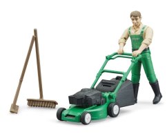 Bruder 62103 BWORLD Jardinier avec tondeuse et accessoires