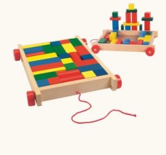 Cărucior de blocuri Woody Blocks - 34 bucăți