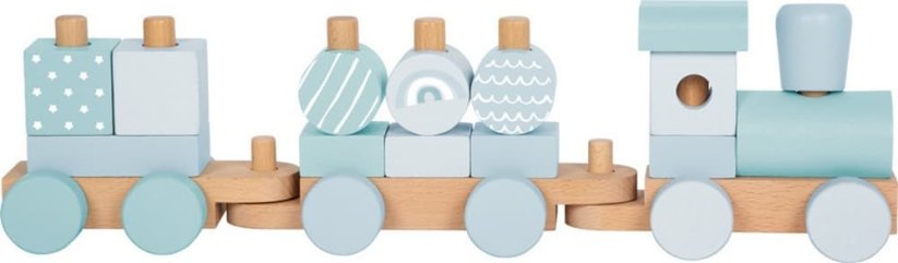 small foot Nasazování Dřevěný vláček modrý