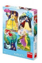 Disney Princezné Puzzle 4x54 dielikov 13x19cm v krabici 19x27x4cm