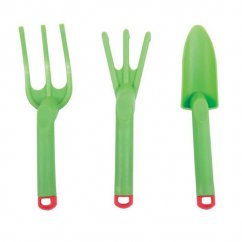 Bigjigs Toys Set d'outils de jardinage en plastique vert 3pcs