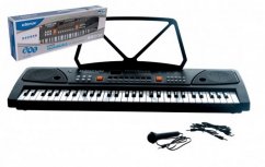 Nagy műanyag zongora 61 billentyű 63 x 20 cm mikrofonnal és USB-vel, újratölthető Li-ion akkumulátorral.