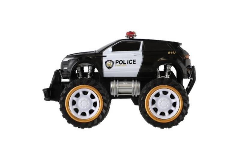 Policajné auto off-road veľké kolesá plastové 18cm na zotrvačníku v krabici