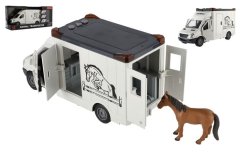 Mașină de transport animale din plastic 28cm cu cal pe volan cu lumină cu sunet gri în cutie