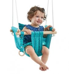 Balançoire textile pour enfants 100% coton turquoise