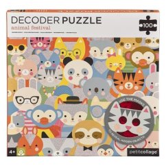 Petit Collage Puzzle animaux 100 pièces avec lunettes 3D