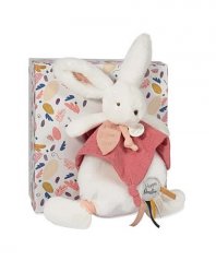 Doudou Set regalo - Coniglietto di peluche con sgabello 25 cm rosa antico