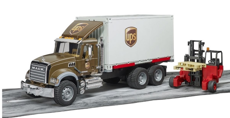 Bruder 2828 Logistic Mack Granite UPS con accesorios