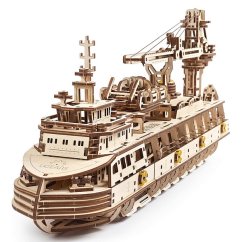 Ugears Casse-tête mécanique en bois 3D Bateau de recherche