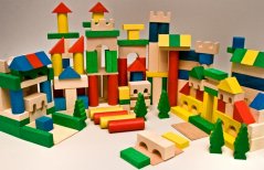 EkoToys Cubos de madera de colores 180 piezas