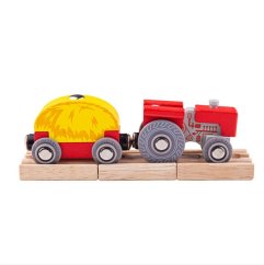 Bigjigs Rail Tractor roșu cu role