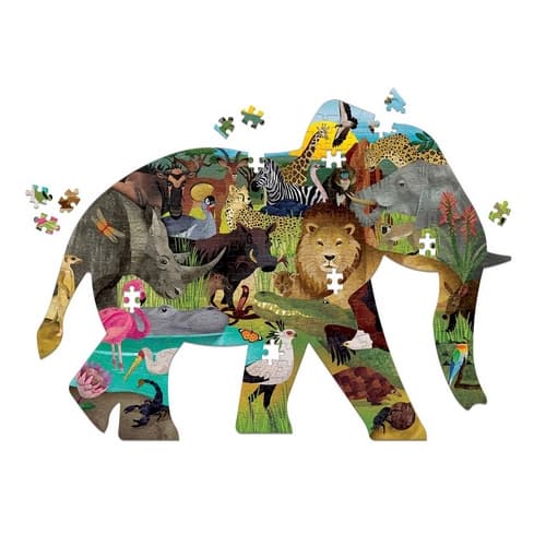 Mudpuppy Puzzle Africké safari v tvare slona 300 dielikov