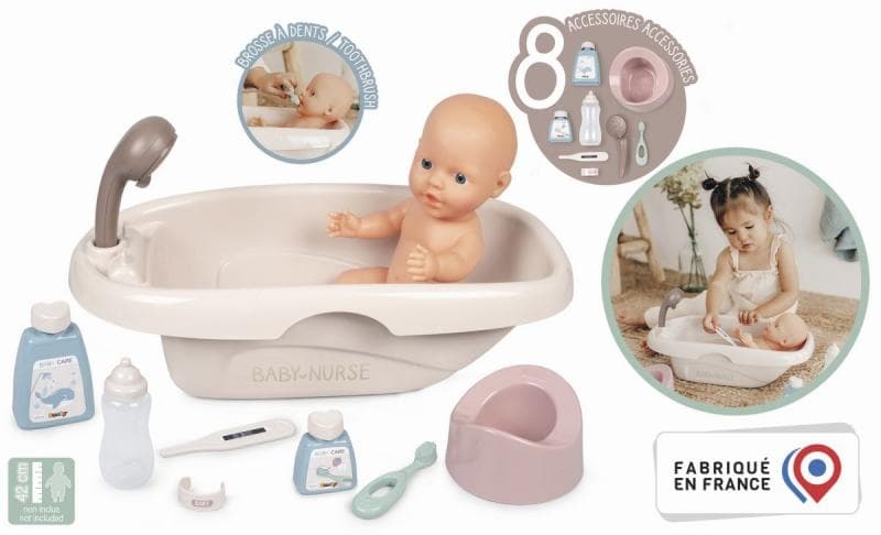 Vasca da bagno per bambole Baby Nurse con accessori