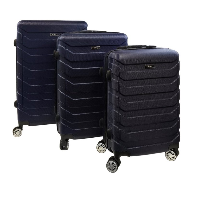 Bavy Cestovní kufr skořepinový Ribs Navy - set 3 ks
