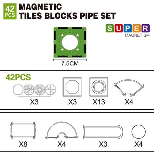Magnetická stavebnice Průhledná 42 ks