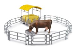 Bruder 62612 Stojan na seno s plotem, žlabem a krávou