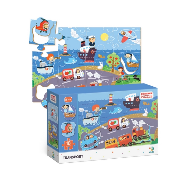 TM Toys DODO Puzzle s tříděním obrázků Transport 18 dílků