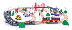 Woody Vláčkodráha s elektrickou mašinkou a mostem, 80 dílů