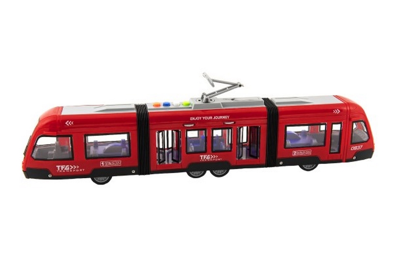 Tram/Train, 44 cm, volant d'inertie en plastique à piles, avec son et lumière.