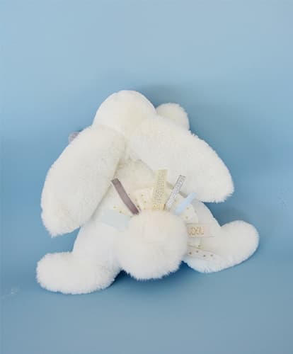 Doudou Coffret cadeau - Lapin en peluche avec pompon blanc 25 cm