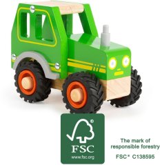 Petit tracteur en bois à pied vert