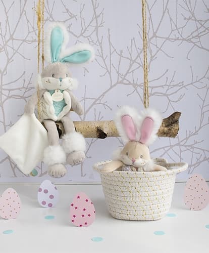 Doudou Coffret cadeau - lapin en peluche avec couverture 31 cm turquoise