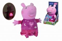 Plyšová hračka Peppa Pig 2v1, hrajúca + svetlo, ružová, 25 cm