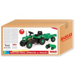 Gyermek pedálos traktor mellékvágányokkal, zöld