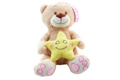 Plyšový medvedík s hviezdičkou ružový 23 cm