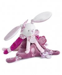 Zestaw upominkowy Doudou - Zabawka z uchwytem na smoczek królik 17 cm