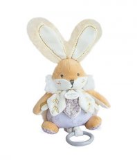 Doudou Set de regalo - Conejo de peluche tocando melodía 20 cm blanco