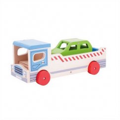 Bigjigs Toys Camion de remorcare din lemn cu mașină
