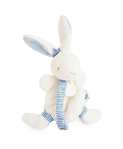 Doudou Zestaw upominkowy - Zabawka z uchwytem na smoczek królik 15 cm niebieski