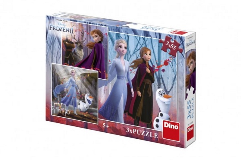 Puzzle 3v1 Ľadové kráľovstvo II/Frozen II 3x55dielov v krabici 27x19x4cm