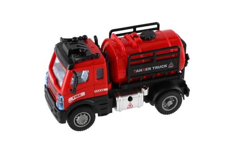 Auto hasiči s cisternou plast 12cm na zpětné natažení v krabičce 17x12x8cm