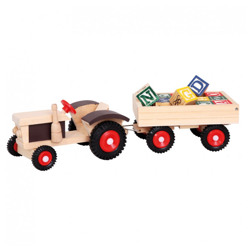 Traktor ABC Bino s gumovými kolesami a ťažným vozidlom
