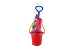Set de construcții pentru omul de zăpadă, găleată de plastic, producător de bile, lopată, morcov, nasturi în plasă