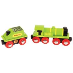 Bigjigs Rail Locomotiva verde con tender + 3 binari