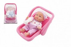 Baby/Doll corps solide en plastique 25cm dans le porte-bébé avec biberon 2 couleurs sous blister