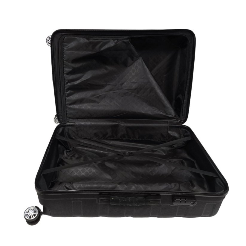 Bavy Cestovní kufr skořepinový Ribs Black - set 3 ks