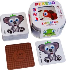 Hmaťák Pexeso Zvířátka 64 karet v plechové krabičce