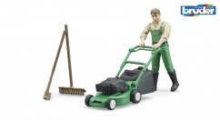 Bruder 62103 BWORLD Jardinier avec tondeuse et accessoires